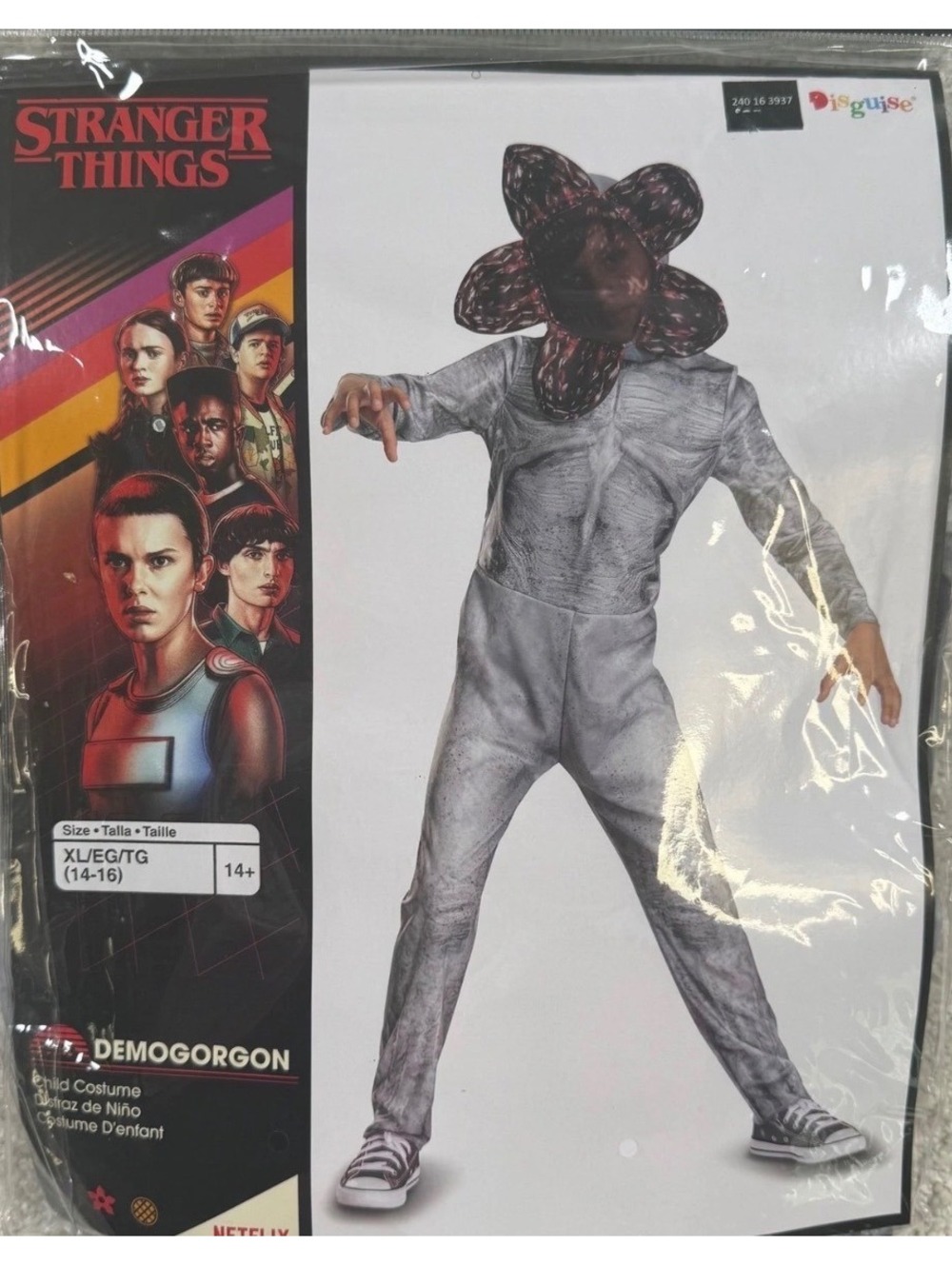 Stranger Things Demogorgon Costume XL 14-16 Kids Gray Red by Disguise